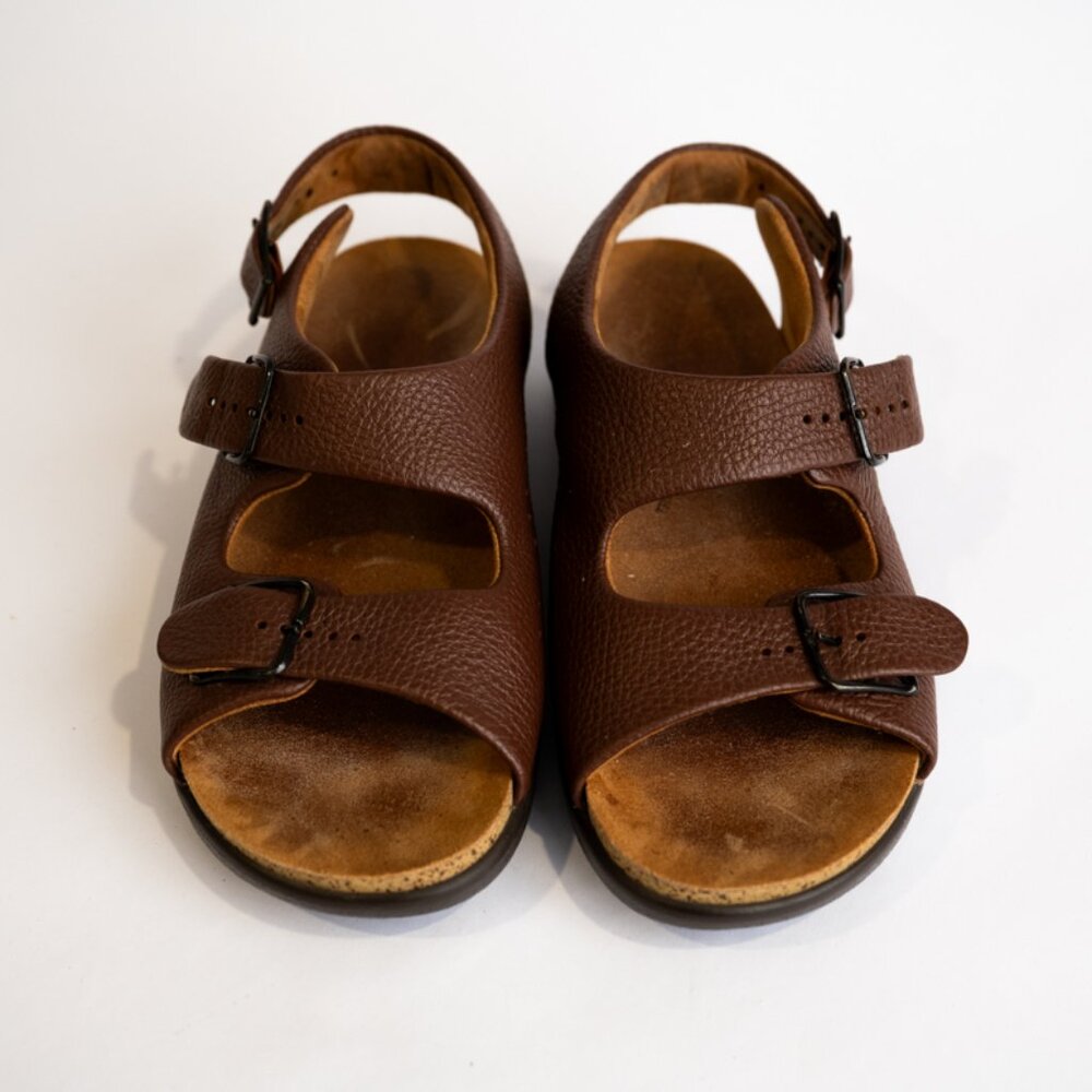 SAS Women's Relaxed Brown Leather Flats Sandals Comfort Orthopedic Sandals Sz 7M